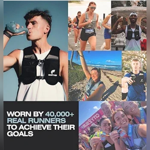 NWOT Unisex M/L Black Running Hydration Vest with Bottle - Picture 3 of 8